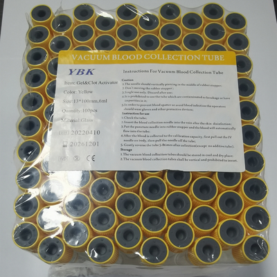La metropolitana 6ml del separatore del siero della cima dell'oro dell'ANIMALE DOMESTICO si coagula attivatore Vacuum 13*100mm