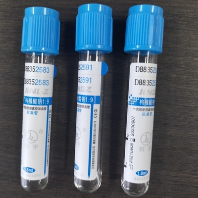 Tubo di raccolta del sangue di citrato di sodio blu chiaro con vetro - 13 x 75 mm