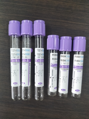 Tubo EDTA in vetro K2 per 1ml-10ml Capacità con etichetta di tubo viola colore in vetro