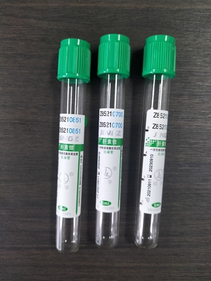 Cappuccio verde tubo di eparina sodica da 2 ml a 10 ml per la raccolta medica di sangue