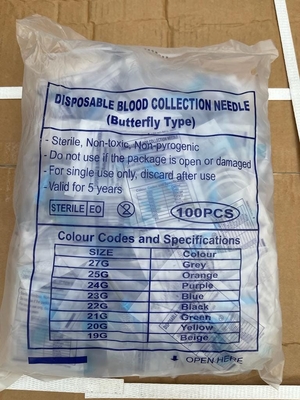Set di infusione alato usa e getta per la raccolta di sangue 18-27 Gauge