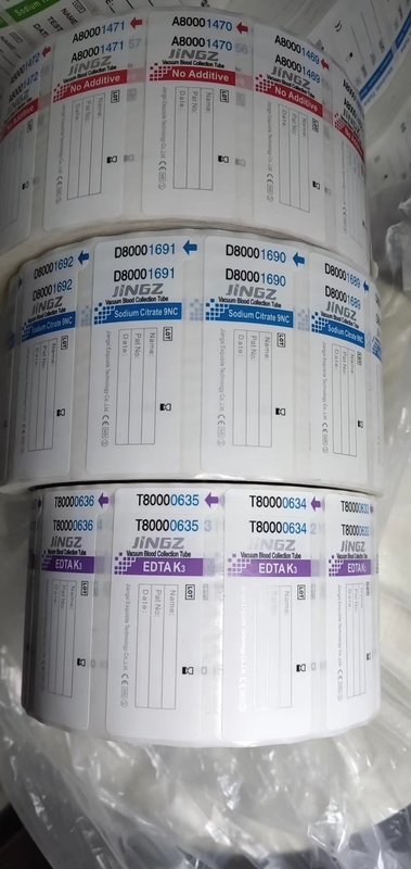 Imballaggio in rotoli Etichetta medica secondo il colore del tubo per un'identificazione semplificata